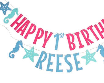 Mermaid Birthday Banner - Under The Sea Birthday Banner