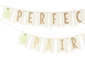 Guirnalda de peras - Guirnalda para baby shower "Pareja Perfecta" - Guirnalda de cumpleaños para gemelos "Pareja Perfecta" - Decoraciones para fiestas de peras