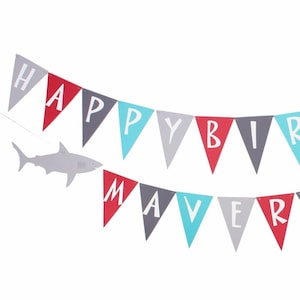Shark Happy Birthday Banner - Shark Birthday Sign