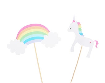 Pastel Rainbow Unicorn Cake Topper Pastel Rainbow Birthday Etsy - pastel unicorn roblox