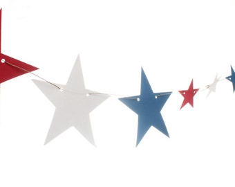 Patriotic Star Garland /  Red White and Blue Star Garland - Fourth of July Banner - Independence Day Decoration
