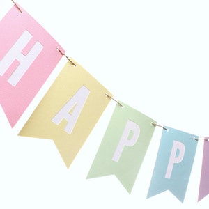 Pastel Rainbow Birthday Banner - Pastel Flag Birthday Banner - Rainbow Birthday Banner - Happy Birthday Banner - Pastel Party Banner