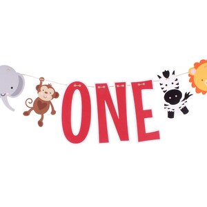 Wild One Jungle Animal High Chair Banner / Safari Animal Highchair Banner