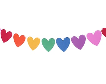 Valentine Rainbow Heart Garland - Rainbow Valentine - Rainbow Garland - Rainbow Party