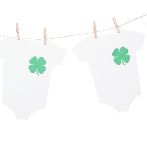 Irish Shamrock Four Leaf Clover Baby Shower Banner  -  Infant Bodysuit Clothesline Baby Shower Banner