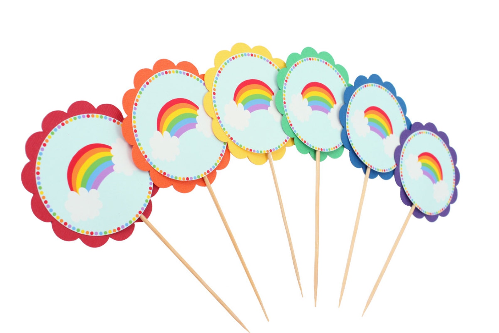Rainbow Cupcake Toppers Rainbow Birthday Party Rainbow Etsy