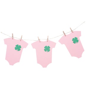 Irish Shamrock Four Leaf Clover Baby Shower Banner  -  Infant Bodysuit Clothesline Baby Shower Banner