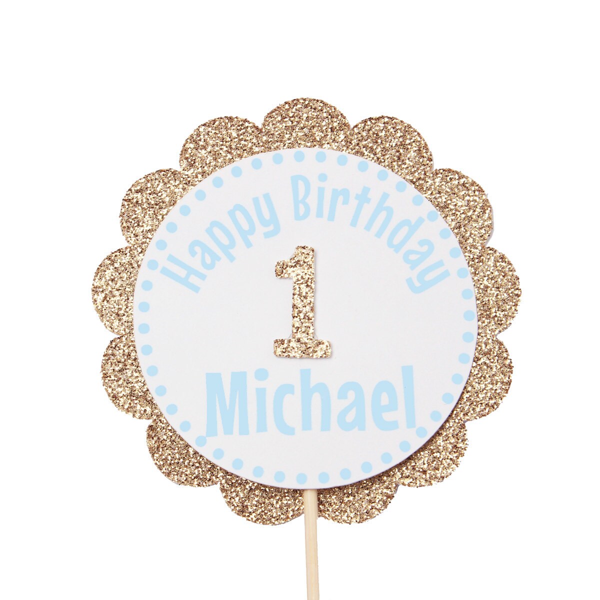 Pink and Gold First Birthday Cupcake Toppers - Personalized Cupcake ...