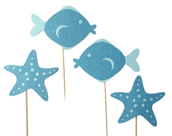 Starfish Cupcake Toppers / Fish Cupcake Toppers / Under the Sea Cupcake Toppers / Under the Sea Party Decorations