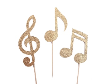 Gold Music Note Centerpiece Picks (Set of 3)