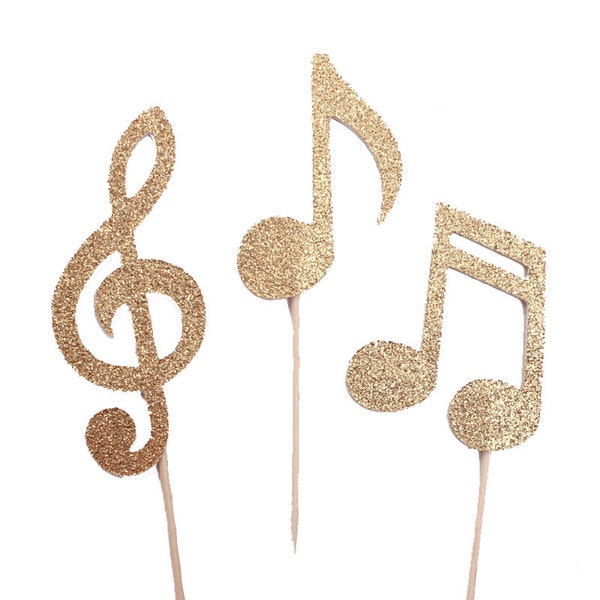 Gold Music Note Centerpiece Picks (Set of 3)