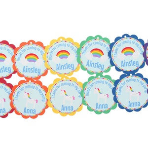 Rainbow and Unicorn Thank You Tags - Rainbow Party Favors - Unicorn Party Favors - Rainbow Party Decor