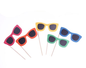 Sunglass Cupcake Toppers - Beach Cupcake Toppers - Summer Party Decorations - Pool Party Decorations - Summer Beach Pool Theme Decorations