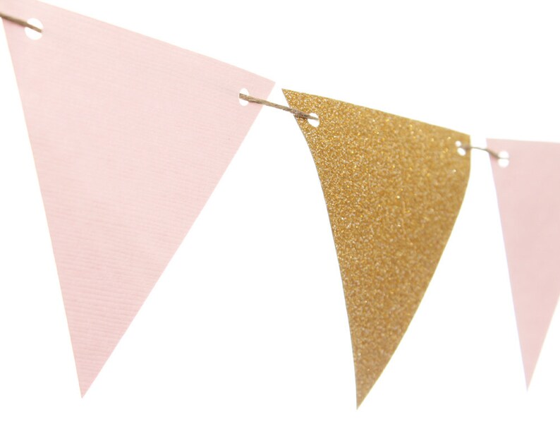 Pink and Gold Triangle Flag Banner / Pink and Gold Pennant Banner ...