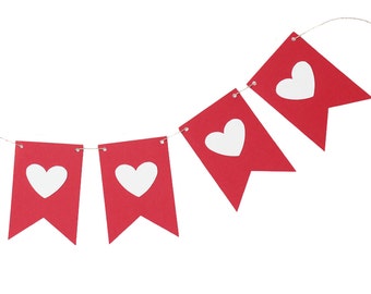 Valentine Flag Banner Heart Garland Photography Prop Backdrop - Valentine's Sweetheart Birthday Baby Shower Banner