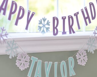 Custom Snowflake Birthday Banner - Winter Onederland Wonderland Birthday Banner