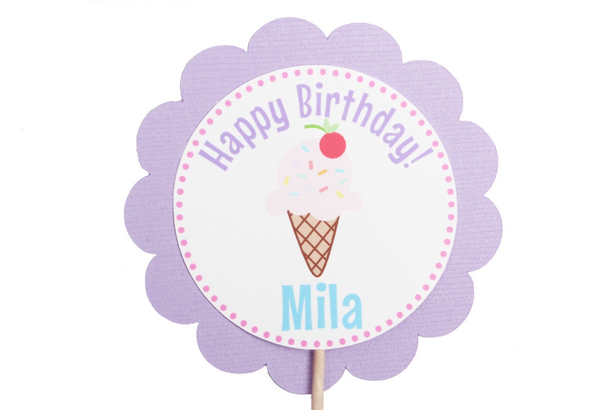 Ice Cream Centerpiece Pick Ice Cream Birthday Centerpiece Pick Custom Personalized Ice Cream Party Birthday Decorations