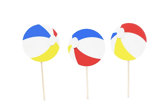 Beach Ball Centerpiece Picks Pool Party Birthday Centerpiece Etsy