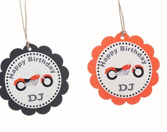 Motorcycle Birthday Party Favor Thank You Tags