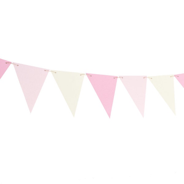 Pink Ombre Flag Banner - Pink Ombre Triangle Flag Garland - Pink Pennant Flag Banner - Strawberry and Cream Birthday Banner - Pink and Ivory