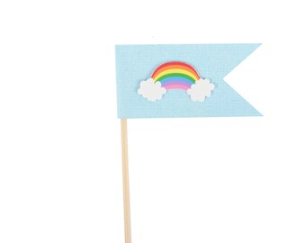 Rainbow Cupcake Toppers - Rainbow Flag Cupcake Toppers - Rainbow Birthday Party - Rainbow Unicorn Party - Rainbow Unicorn Cupcake Toppers