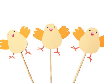 Farm Animal Cupcake Toppers - Baby Chick Cupcake Toppers - Spring Chicken Cupcake Topper - Farm Birthday - Farm Party - Spring Birthday