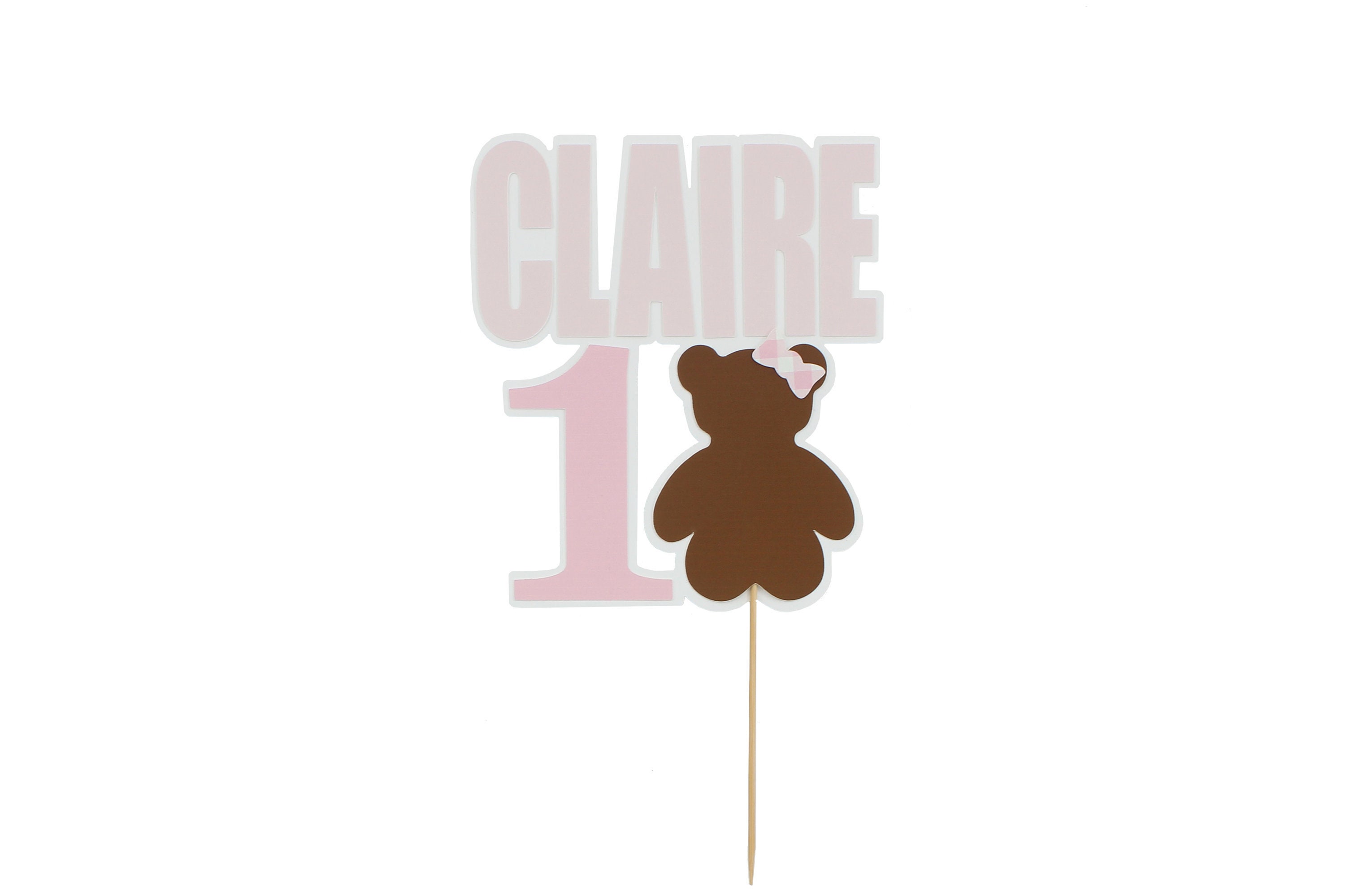 Girl Teddy Bear Cake Topper - Teddy Bear First Birthday Cake Topper ...