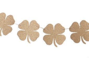 Gold Shamrock Garland Saint Patrick's Day Party Photo Prop Backdrop, Irish Saint Patrick's Day Birthday Baby Shower