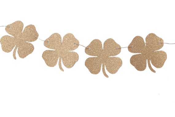 Gold Shamrock Garland Saint Patrick's Day Party Photo Prop Backdrop, Irish Saint Patrick's Day Birthday Baby Shower