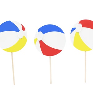 Beach Ball Cupcake Toppers - Beach Cupcake Toppers - Summer Cupcake Toppers - Summer Party Picks - Beach Theme Party - Summer Food Picks