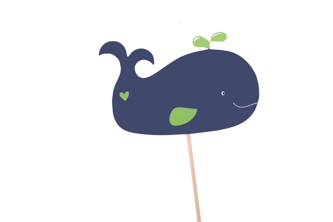 Whale Cupcake Toppers Whale Baby Shower Cupcake Toppers Etsy