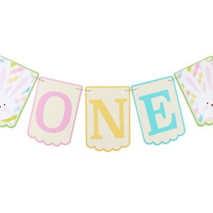 ONE Bunny High Chair Banner -  Bunny First Birthday Banner -  ONE Bunny High Chair Banner - Easter Birthday Banner