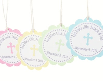 Baptism Favor Tags, Communion Favor Tags, Personalized God Bless Favor Tags,