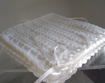 New Hand Crochet Baby Christening or special event blanket by "Kim's Crochet Designs"