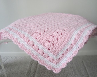 New Hand Crocheted Baby Girl / Lap Blanket By " Kim's Crochet Designs"