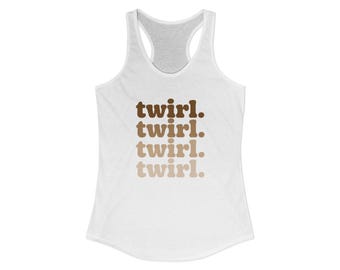 Neutral Twirl Racerback Tank Top | Cotton-Poly Blend, Baton Twirling Gift | Majorette| Retro Brown Gradient