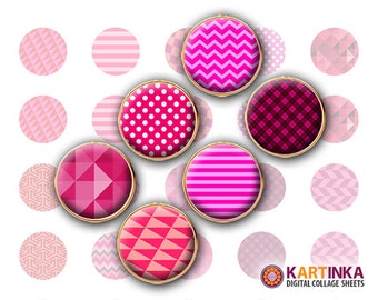 15mm & 12mm size Printable Images PINK PATTERNS Digital Download for Earrings Cuff links Resin pendants Bracelets Rings Print it yourself