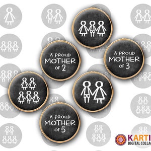 Immagini in formato 15mm, 12mm TUTTI I MIEI FIGLI Fogli digitali stampabili per orecchini Impostazioni della lunetta Anelli Gemelli Pendenti Cabochon di vetro Bracciali