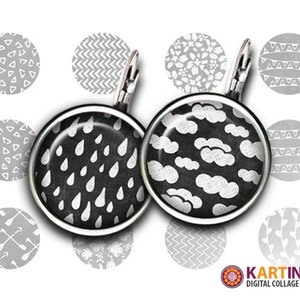 Imágenes de 15 mm y 12 mm de tamaño PATRONES en PIZARRA Descarga imprimible para pendientes, puños, colgantes, manualidades, anillos, tapas de botellas, pulseras