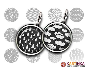 15mm &12mm grootte afbeeldingen PATRONEN op KRIJTBORD Afdrukbare Download voor oorbellen, manchetknopen, hangers, ambachten, ringen, flessendoppen, armbanden