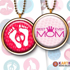 1 inch 25mm 1.5 inch Printable MOTHERS DAY Images for Resin pendants Bottle caps Cabochons Round bezel cabs Jewelry Mountings cameo settings