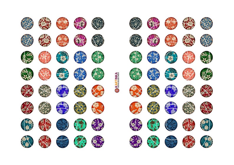 16mm 14mm 12mm 10mm size Printable FLORAL PATTERNS V2 Dowload Images for Earrings, Cuff links, Jewelry, Rings, Bracelets, Bottle Caps, Rings image 2