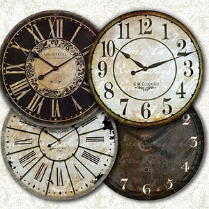 OLD TIME - 4 inch and 3.8 inch Circles Digital Collage Sheet Printable for Coasters Magnets Greeting Cards