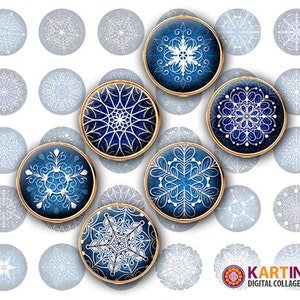 20mm, 12mm, 10mm tamaño SNOWFLAKES Descarga imprimible para pendientes Puños Manualidades Anillos de joyería Pulseras Imprímelo tú mismo KARTINKAshop