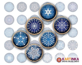 20mm, 12mm, 10mm size SNOWFLAKES Printable Download for Earrings Cuff links Crafts Jewelry Rings Bracelets Print it yourself KARTINKAshop