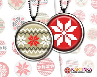 1 inch & 1.5 inch NORDIC ORNAMENTS Printable Images for Resin pendants Bottle caps Round bezel cabs Jewelry Craft Cabochons Digital Download