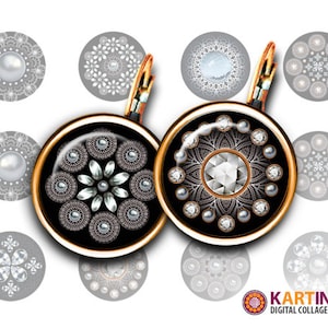 GEM STONES on LACE - 15mm, tamaño 13mm Imágenes imprimibles para pendientes, puños, colgantes, manualidades, anillos, tapas de botellas, descargas imprimibles