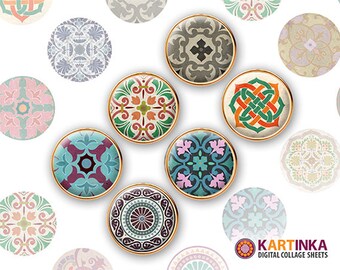 20mm, 15mm, 12mm, 10mm Download TRADITIONAL ORNAMENTS Printable Images for Earrings Rings Cuff links Pendants Bracelets Bottle caps Kartink