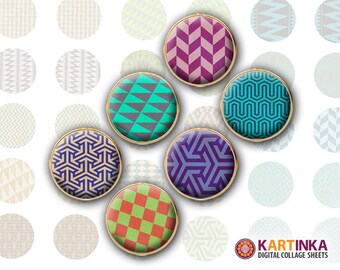 15 mm och 13 mm GEOMETRISKA MÖNSTER Utskrivbara bilder för örhängen, manschettknappar, hängen, hantverk, ringar, kapsyler; digitala nedladdningar