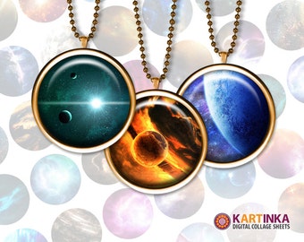 SPACE EPISODES - 1 inch and 1.5 inch Printable digital download images for Round pendants Bezel trays Bottle caps Glass cabochons Crafts DIY